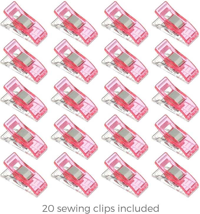 Rotary Cutter Set - Quilting Kit incl. 45mm Fabric Cutter, 5 Replacement Blades, A6 Cutting Mat and Craft Clips - Ideal for Crafting, Sewing, Patchworking, Crochet & Knitting (Pink, A6)