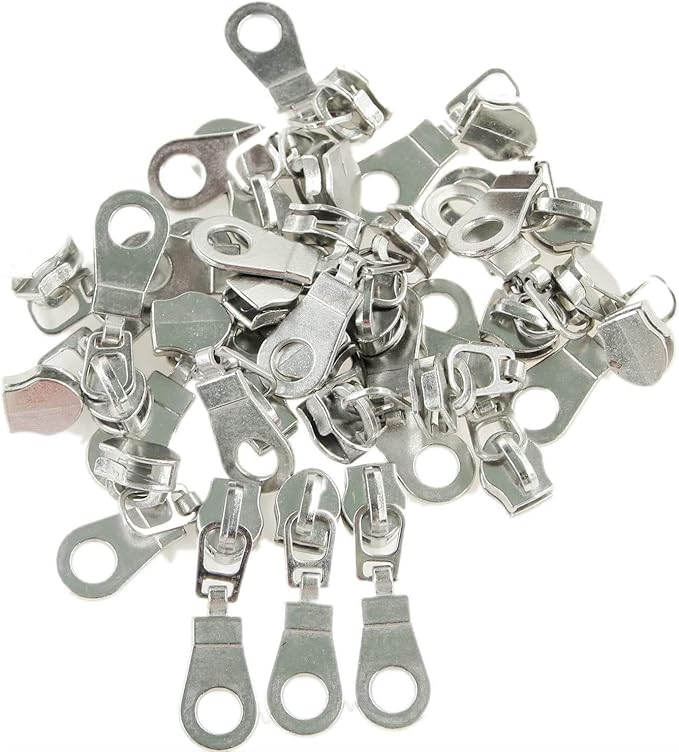 #5 Silver Metallic Nylon Coil Zippers by The Yard Bulk 10 Yards Red Tape with 25pcs Silver Sliders for DIY Sewing Tailor Craft Bag Leekayer(Red)