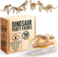 Dinosaur Party Favors for Kids Pack of 10 - Dinosaur Fossils & Quartz Sand Jars - Sensory Sand for Kids to Dig Up Dino Bones - Includes Customizable Dino Decorations, Cupcake Toppers & Labels