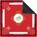 Mahjong Mat for Table 31.5''x31.5'', Mahjong Cloth Cover with Game Rules, Mahjong Tablecloth for Poker, Board Games Table Mat, Card Games, Tile Games, Dominoes (Red)