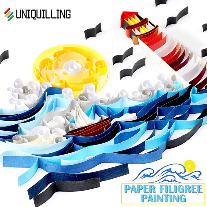 Uniquilling Quilling Kits Paper Quilling Kit for Adults Beginner, 8 * 10 in Paper Filigree Painting Kits, DIY Kits for Adults with Quilling Tools, Modern Wall Art for Living Room