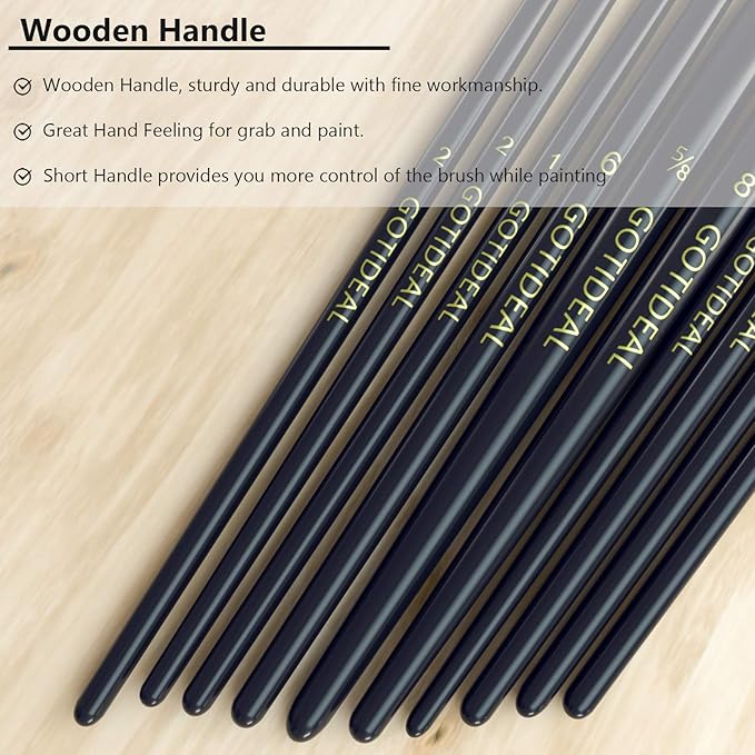 GOTIDEAL Paint Brush Set, 60 Pcs Round Pointed Tip, Small Nylon Hair Brushes for Acrylic, Oil and Gouache，Body, Face Nail Art and Rock Painting, Perfect for Kids & Adult