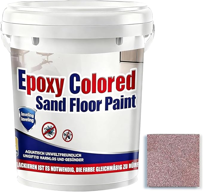Epoxy Colored Sand Floor Paint, Epoxy Floor Paint for Concrete, High Gloss Marble Effect Coating, Waterproof Non-Slip Concrete Paints, Suitable for Indoor/Outdoor Use (Pink,64 oz/2 kg)