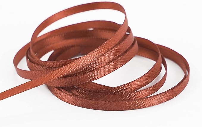 HUIHUANG Solid Color Satin Ribbon 1/8 inch x 100 Yards Roll Double Face Satin Ribbon for Crafts (Rust)