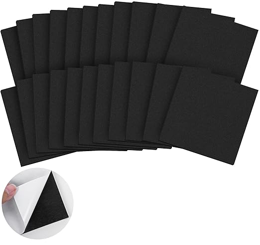 ToLanbbt 22 PCS Adhesive Foam Padding Sheets Closed Cell Neoprene Foam Sheet 1/16" Thick, 4" x 4" Self Stick Insulation Anti Vibration Pads Anti-Slip for Furniture, Cars, Speakers, DIY