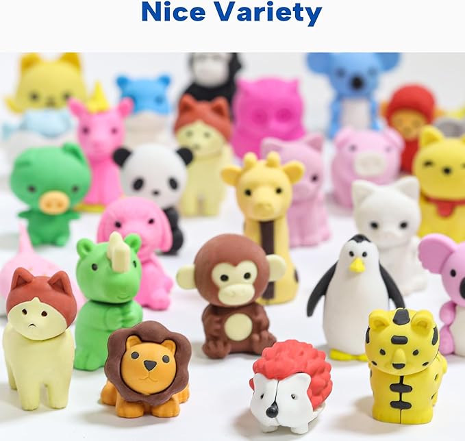 Animal Erasers for Kids, 45 Pcs Kids Pencil Erasers Bulk Puzzle Erasers for School Classroom Prizes