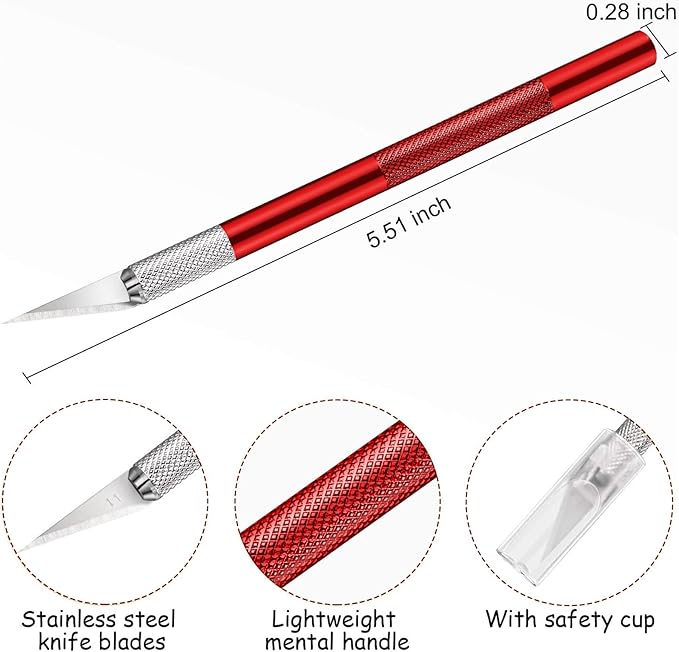 15 Pack Exacto Knife Set, Hobby Knife, Back to School Supplies Craft Knifes Kit for Art, Carving, DIY, Scrapbooking, Art, Cutting, Stencil(Red)