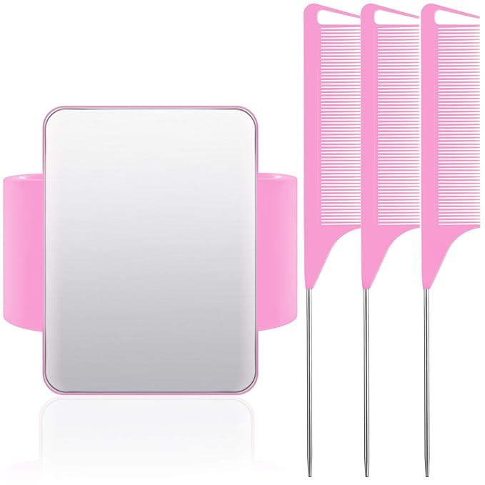 WILLBOND Magnetic Wrist Sewing Pincushion Wrist Magnetic Pin Holder Wristband Pin Cushion Holder with 3 Pcs Stainless Steel Pintail Comb Rat Tail Comb for Hair Clips Hand Sewing(Pink)