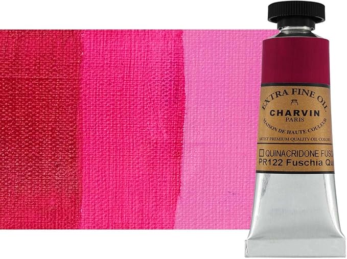 Charvin Extra Fine Oil Paint, Quinacridone Fuschia 20 ml - Triple-Milled, Rich Texture, Poppy Oil-Based, Light-Fast, Handmade, Archival Quality