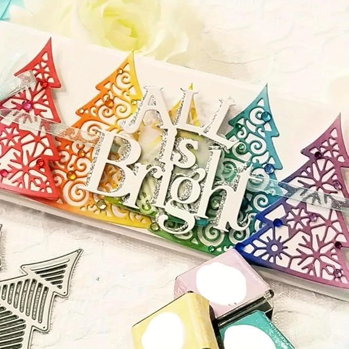 Metal Cutting Dies DIY Merry Christams Embossing Stencil Template Scrapbooking Card Making Mold Photo Album Arts Crafts Tools (Christmas Tree Set-14.3x9.1cm)
