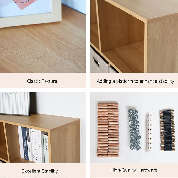 Wooden 9 Cube Storage Organizer with Closed Back Panel, Cube Shelf Heavy Duty Cubby Storage Organizer with Compartments for Living,Display Shelf,Bookshelf,Storage Furniture (Oak, 9-Cube)