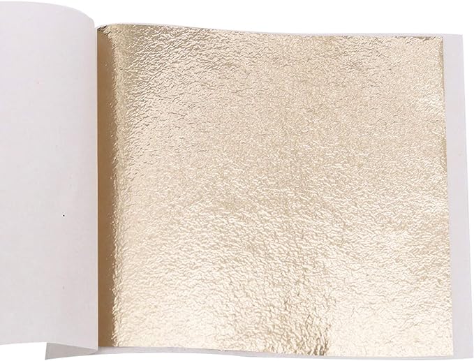 KINNO Gold Leaf Sheets for Art, 100 Sheets Antique Gold Foil for Home, Wall, Frame, Ceiling, Furniture Decoration, 3.15 by 3.35 Inches