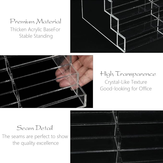 20 Slots Acrylic Business Card Holder for Desk Business Card Stand Clear Plastic Multiple Cards Display Stand Rack for Office Supplies Home School Brochure File Table Recipe
