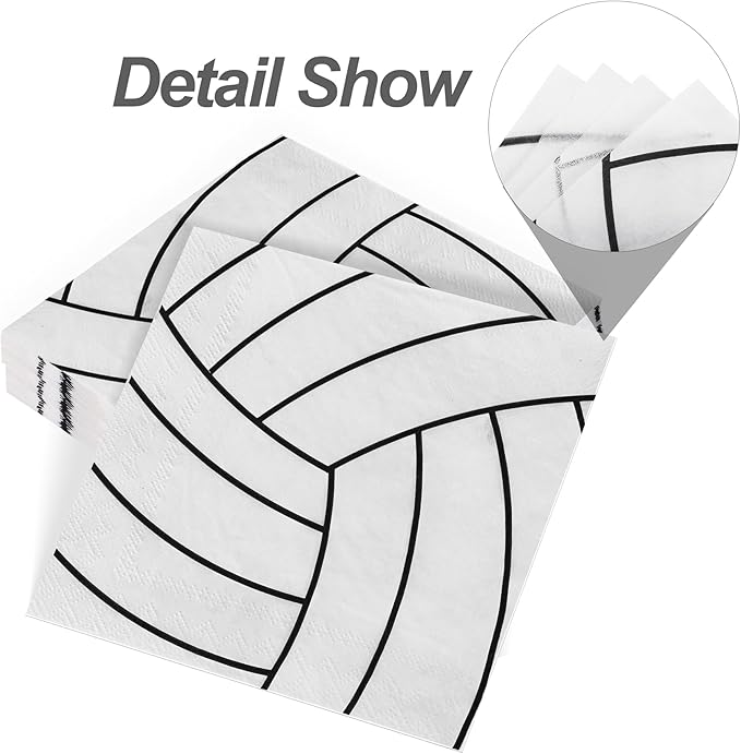 Aodaer 48 Count Volleyball-Themed Paper Napkins, 13 x 13 Inches Unfolded, 2-Ply Disposable Party Napkins for Volleyball Sports Party Supplies