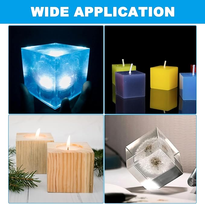 2 Pack Square Resin Molds Cube Silicone Casting Molds, 2 Sizes Epoxy Resin Molds Transparent Square Silicone Molds for Resin Casting, 4 Inch and 3Inch