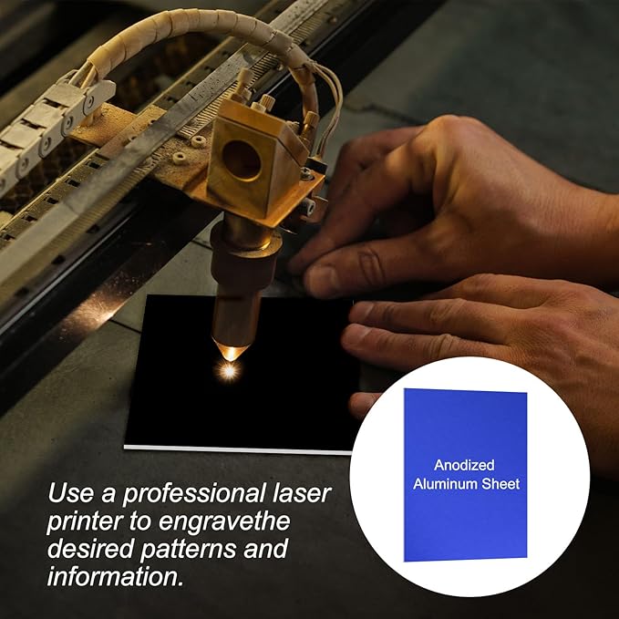PATIKIL 3.3x2.1x1/32inch Anodized Aluminum Sheet, 5Pcs Metal Rectangle Aluminum Plate 0.8mm Thick Engraving Blanks for Laser Engraving DIY Decorative Crafting Home Decoration, Blue
