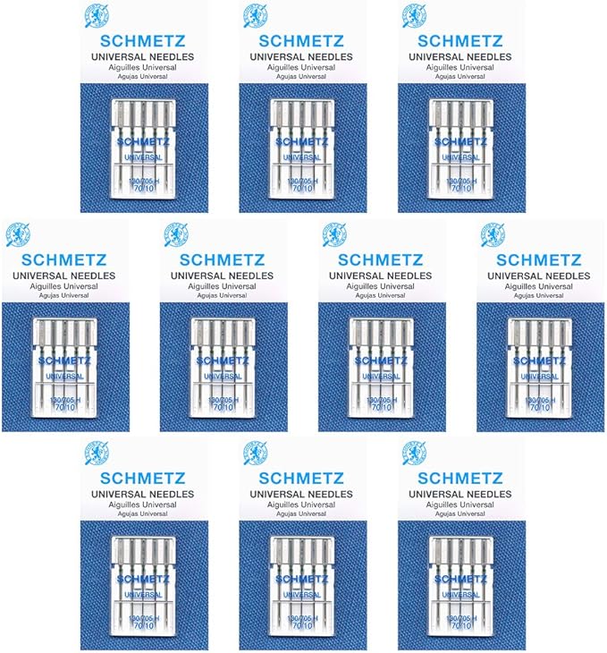 SCHMETZ Universal Sewing Machine Needles - Size 70/10, 5-Needle Cards, Pack of 10