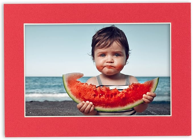 Pack of 25 Acid Free 8.5x11 Mats Bevel Cut for 7x9 Photos - Cardinal Red Precut Matboards For Pictures, Photos, Framing - 4-ply Thickness