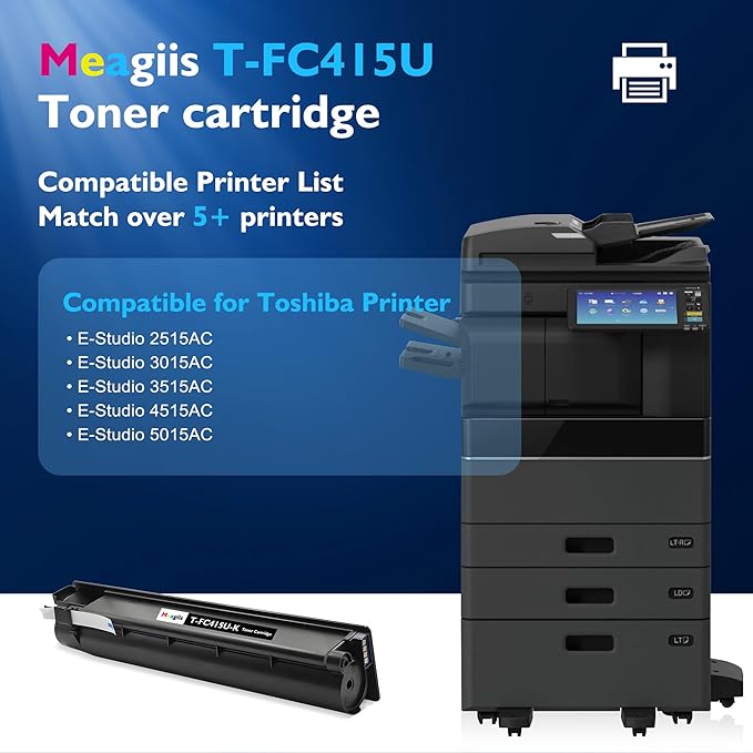 T-FC415U-K TFC415UK Black High Yield Toner Cartridge, 1-Pack, Replacement for Toshiba T-FC415U Black Toner Cartridge to Use for Toshiba E-Studio 2515AC 3015AC 3515AC 4515AC 5015AC Printer