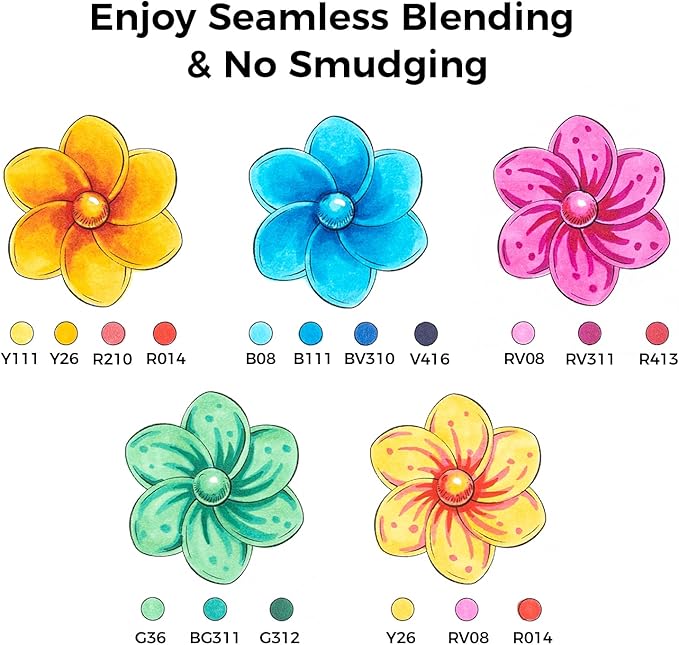 Ohuhu Alcohol Markers Brush Tip - 168-color Art Marker Set Double Tipped Alcohol-based Markers for Artist Adults Coloring Illustration- Brush & Chisel - Honolulu - Refillable Ink