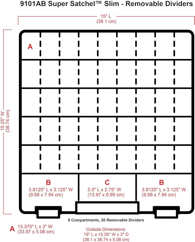 ArtBin 9101AB Super Satchel Slim with Removable Dividers, Art & Craft Organizer, [1] Plastic Storage Case, Clear, Divided Compartments