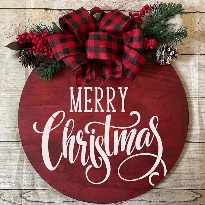 Christmas Stencils for Painting on Wood 12” Merry Christmas Stencil Holiday Stencils Drawing Templates for Door Hanger Porch Wreath Decor