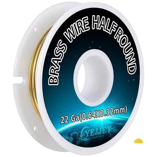 Delicate 22 Gauge Brass Wire Half Round 0.64x0.32mm - 1.3 oz 75 Feet for Beading, Filigree, Miniature Crafts