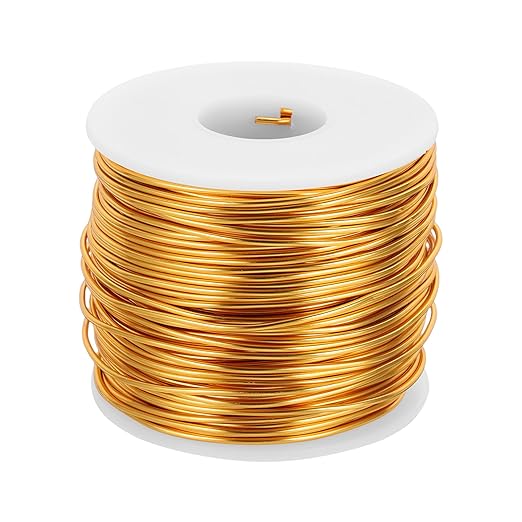 MECCANIXITY 15 Gauge Anodized Aluminum Craft Wire Bendable Bonsai Training Wire 223 Feet 1.5mm for Sculpting Crafts Wreath Floral Beading Jewelry Making, Yellow
