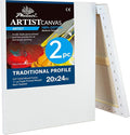 PHOENIX 20x24 Inch 2 Pack Artist Canvas - Large Stretched Canvases for Painting - 3/4 Inch Profile, 100% Cotton 11 Oz. Gesso Primed White Blank Professional Canvas Oil & Acrylic Paints