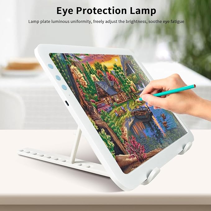 Rechargeable A4 Diamond Art Light Board,Super Bright Tracing Light Box,6 Levels Brightness with 3 Colors Mode and Stand, Wireless Tracing Pad for Diamond Painting,Weeding Vinyl,Sketching & Drawing