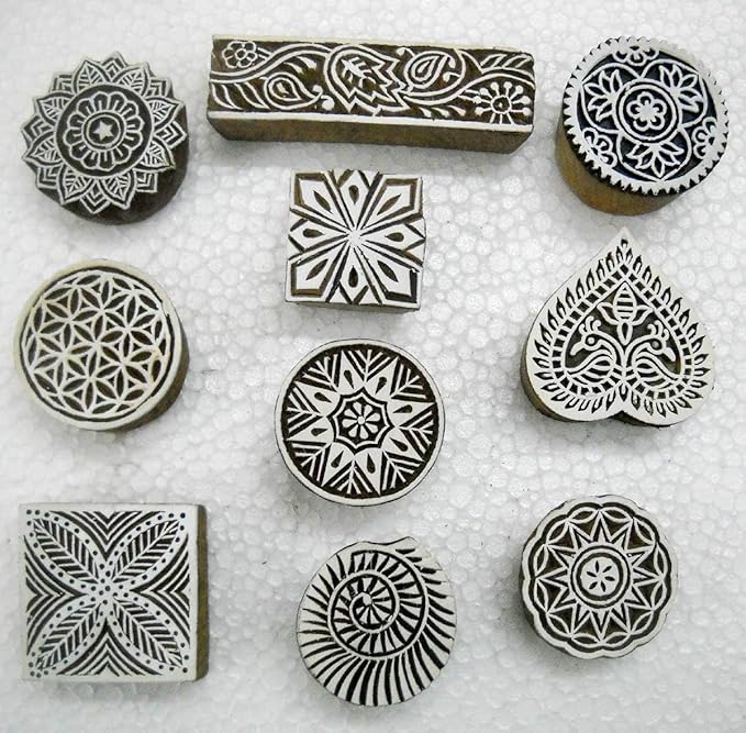 Wholesale Lot of 10 Classic Designs Wooden Block Stamps/ Tattoo/ Indian Textile Printing Blocks