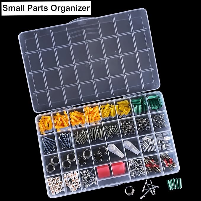 DUOFIRE 32 Grids Bead Organizer, Craft Organizers and Storage with Fixed Compartment, Plastic Bead Storage for Jewelry Beads Earring Tool Fishing Hook Small Accessories