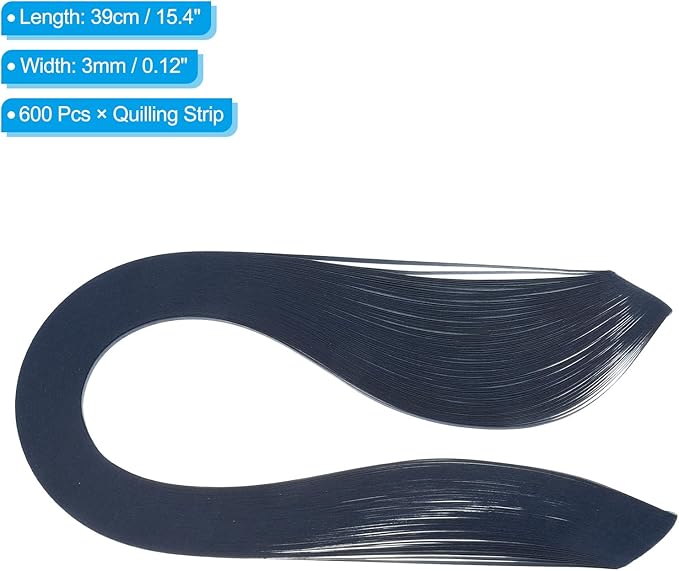 PATIKIL 600pcs Quilling Strips Paper 1/8"(3mm) 39cm Origami Paper Quilling Strip for Art DIY Hand Craft Christmas, Navy Blue