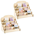Barydat 2 Pcs 4 Tier Greeting Card Display Stand Wooden Sticker Display Stand Portable Card Display Rack for Vendors Retail Counter Table Display Trade Shows Showcase (Wood Color,15.8 Inch)