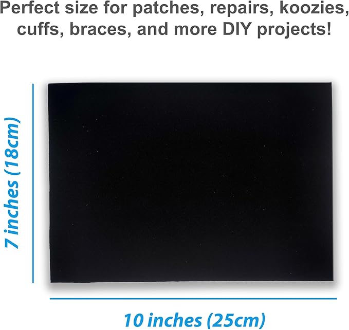 Neoprene Fabric Assortment Sample Patch Sheet Packs for Sewing Material Wetsuit Repair (5 Pack, 3mm Black)