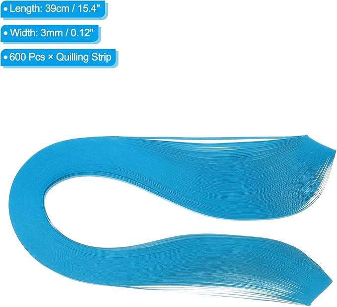 PATIKIL 600pcs Quilling Strips Paper 1/8"(3mm) 39cm Origami Paper Quilling Strip for Art DIY Hand Craft Christmas, Blue