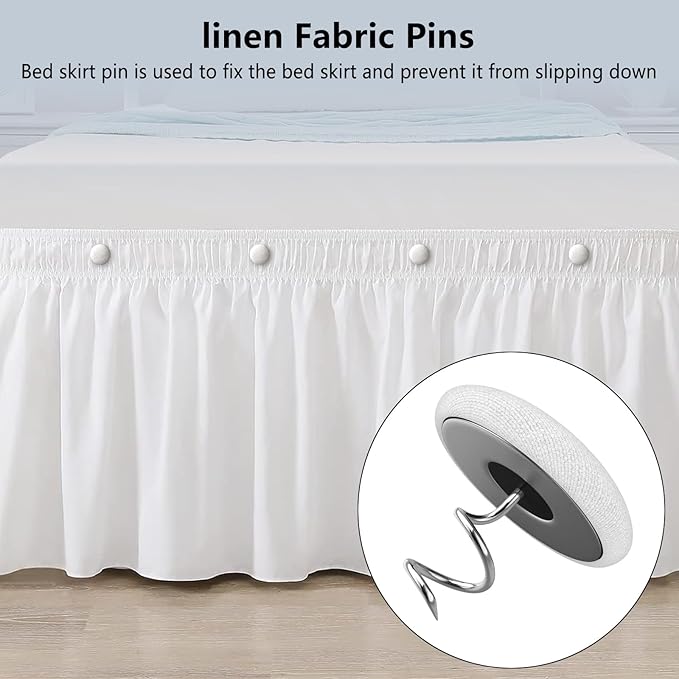 12 Colors Fabric Covered Button Twist Pins Dust Ruffle Pins- for Sofa，Upholstery，Armchair Caddies, Armrest Covers,Bed Skirts, Slipcovers, Headliners (Rice White, 24)