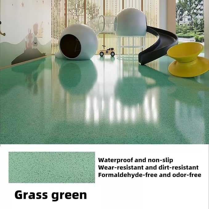 Epoxy Colored Sand Floor Paint, Epoxy Floor Paint High Gloss Marble Effect Coating for Indoor and Outdoor, Wear-resistant and non-slip Self-leveling Coating Green 35OZ(1KG)