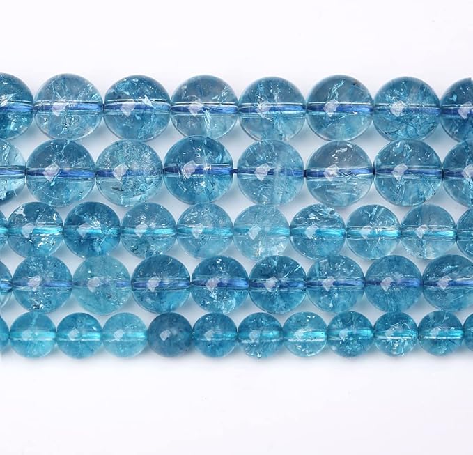 4mm 90pcs Blue Topaz Crystal Quartz Natural Stone Round Loose Beads for Jewelry Making DIY Bracelet Necklace Earrings (Blue Crystal, 4mm)