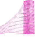 Anivia Deco Mesh Ribbon, 10inch x 30 Feet Each Roll Metallic Foil Mesh Ribbon for Wreaths Swags, Holloween, and Christmas Tree Decoration (Pink/Pink Foil)