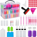 Douorgan 3-Tier Diamond Painting Storage Containers Diamonds Organizers and Storage Stackable Diamond Painting Tools Box Portable Diamond Beads Storage Box, 80+40 Slots with Tool Set