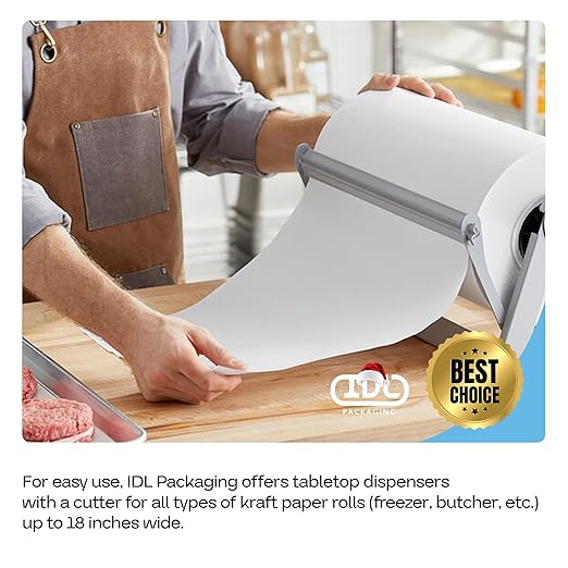 White Freezer Paper Roll 36" x 1800" (150 feet) with Cutter - USA-made Freezer Paper for Meat & Fish - Poly-Coated Food Wrapping Material for Freezing - Barrier Against Air & Moisture by IDL Packaging