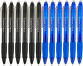 Volcanics Retractable Clicker Erasable Gel Pens - 0.7mm Ball Point, Heat Erase with Built-in Eraser, 12 Pack Black and Blue