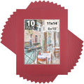 Mat Board Center, Pack of 10, 11x14 for 8x10 China Red Color Mats - Bevel Cut, Acid Free, 4-ply Thickness, White Core - for Pictures, Photos, Framing