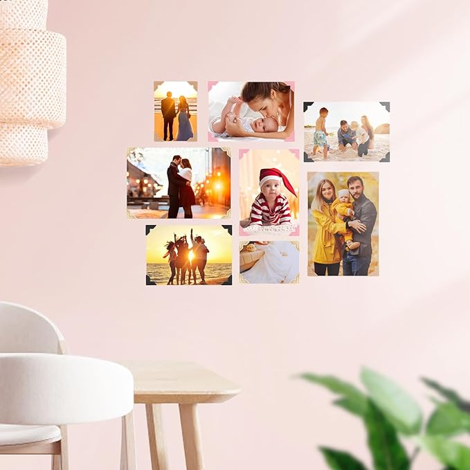 15 Sheets 360 PCS Gold-Black-Cowhide Acid-Free Photo Corners Notebook, Self-Adhesive Photo Corners for DIY Photo Album Journal, Photo Corner Stickers for Trip Journal Memory Book