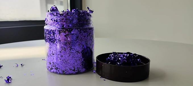 Gilding Flakes,Gold Foil Flakes for Resin,Blue Red Purple Pink Metallic Foil Flakes for Resin Jewelry Making,Nails,Painting Art,Crafts and Slime (Purple)