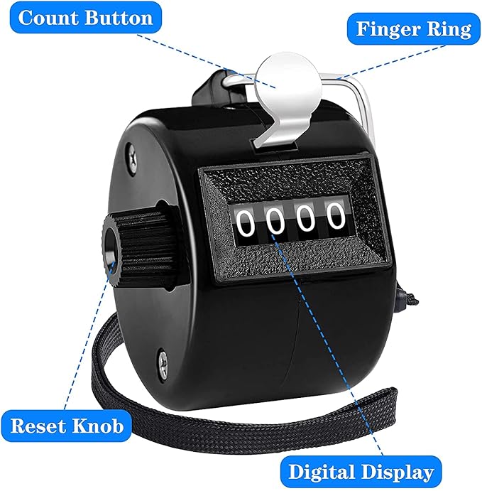 FEBSNOW Handheld Tally Counter Clicker 4 Digital Number Click Counter for School Event Golf Sports Office Stadium