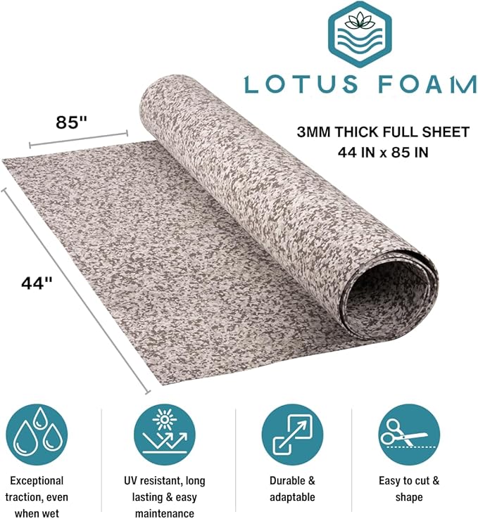LotusFoam Large 3mm EVA Foam Sheet - 44"x 85" High Density Foam 130 kg/m3 for Cosplay, Costumes, Crafts, Flooring, Outdoor Use - 35 Colors (Snow Camo) - Snow Camo
