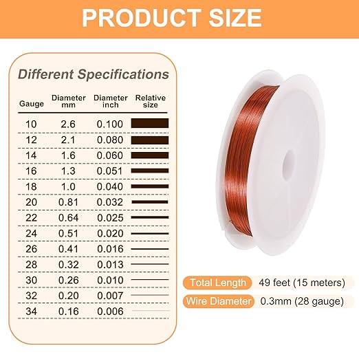 HARFINGTON 49ft Jewelry Wire, 28 Gauge (0.3mm) Brass Craft Soft Metal Tarnish Resistant Copper Beading Wire for Jewelry Making Supplies Crafting, Coffee