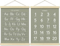 BONETAT Numbers alphabet poster for Nursery Toddlers, Play Room Wall Decor, ABC Wall Chart, Wall Hanging Decor for Toddler Playroom Decor Kids Wall Decor, Wooden Frame Alphabet Banner-A06